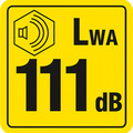 Lydniveau: 111 dB (LWA).